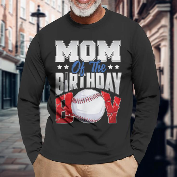 Mom Baseball Birthday Boy Family Baller B-Day Party Long Sleeve T-Shirt Gifts for Old Men
