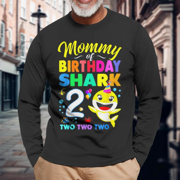 Mommy Of Birthday Shark 2Nd Matching Oufit Party For Family Long Sleeve T-Shirt Gifts for Old Men
