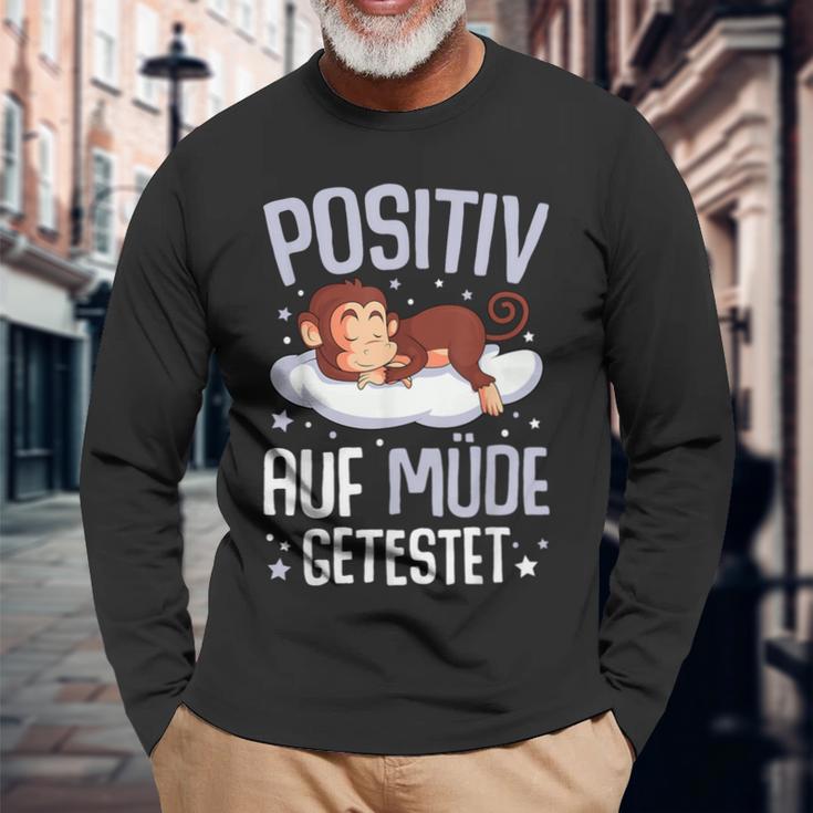 Monkey Positiv Auf Müde Getestet Monkey Black S Langarmshirts Geschenke für alte Männer