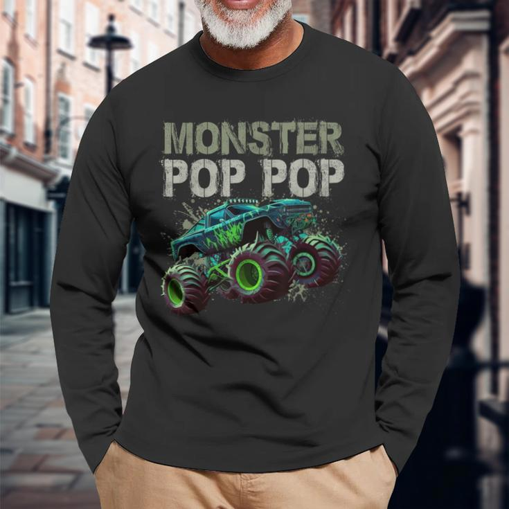 Monster Truck Pop Pop Family Matching Monster Truck Lovers Long Sleeve T-Shirt Gifts for Old Men