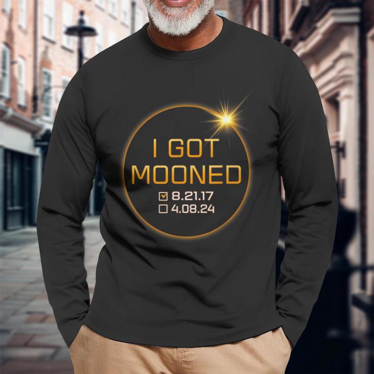 I Got Mooned Total Solar Eclipse 2024 America Totality Long Sleeve T Shirt Seseable