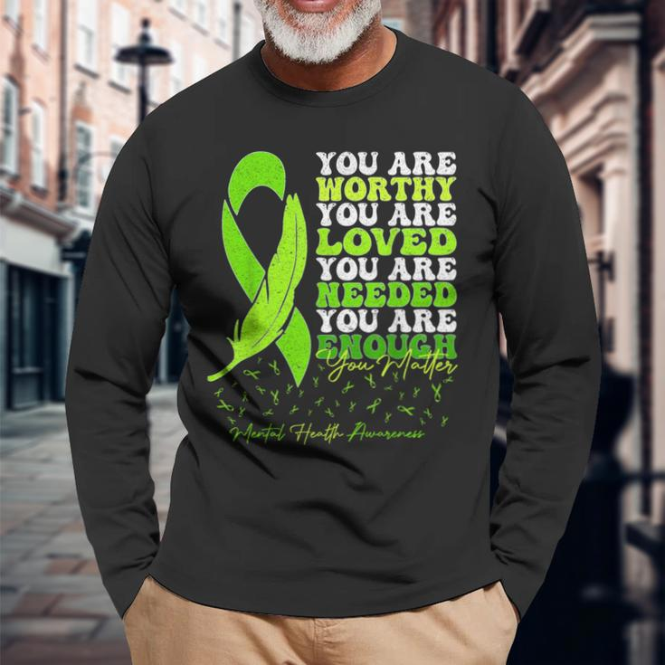 Motivational Support Warrior Mental Health Awareness Long Sleeve T-Shirt Gifts for Old Men