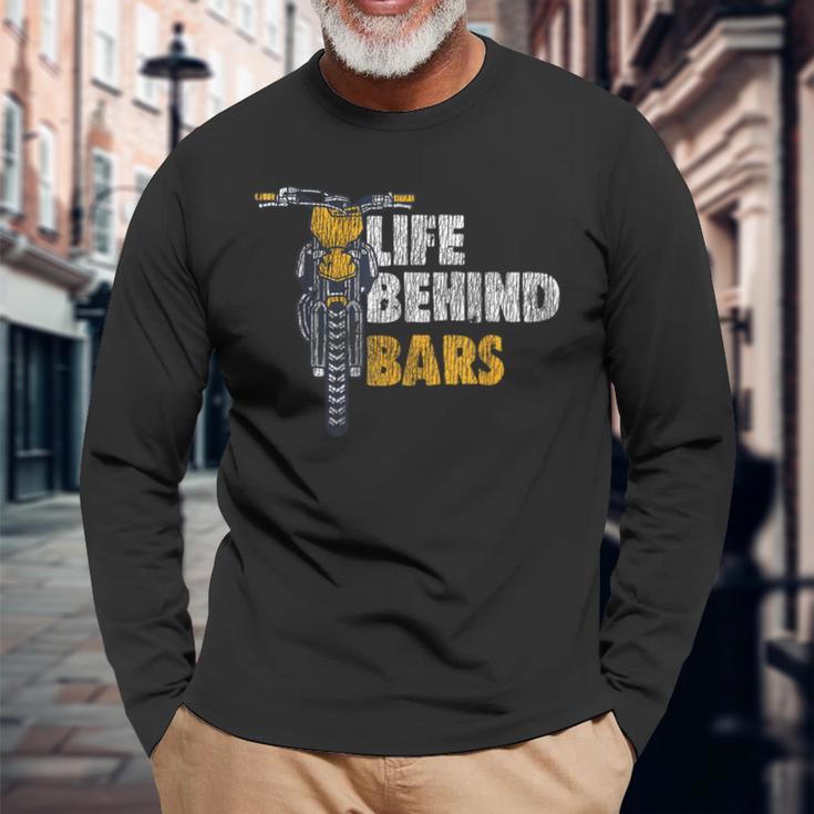 Motocross Life Behind Dirt Bike Bars Dirt Bike Long Sleeve T-Shirt Gifts for Old Men