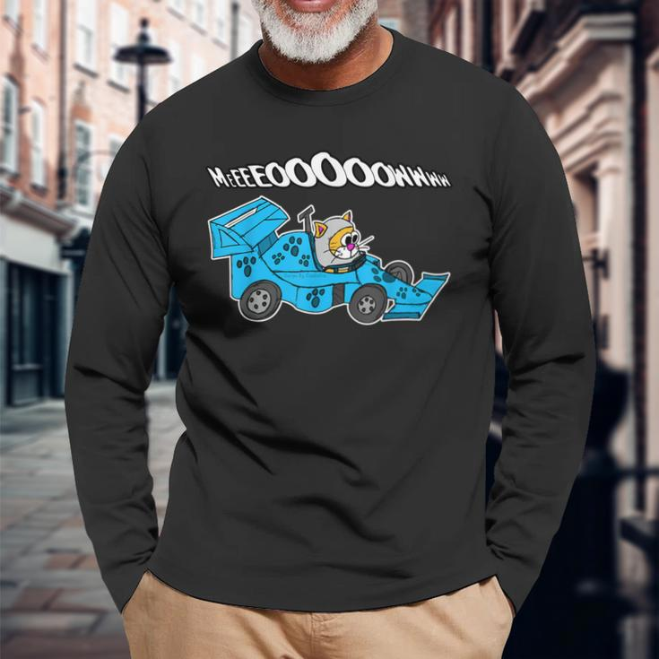 Motor Racing Cat Sports Car For Race Fans And Cat Lovers Long Sleeve T-Shirt Gifts for Old Men