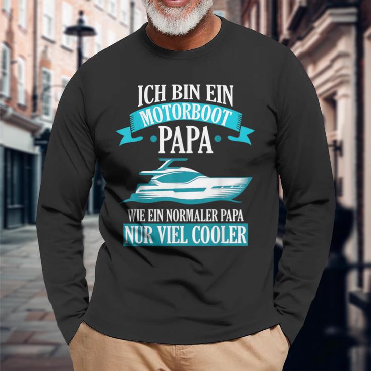 Motorboat Dad Boat Boat Boat Driver Langarmshirts Geschenke für alte Männer