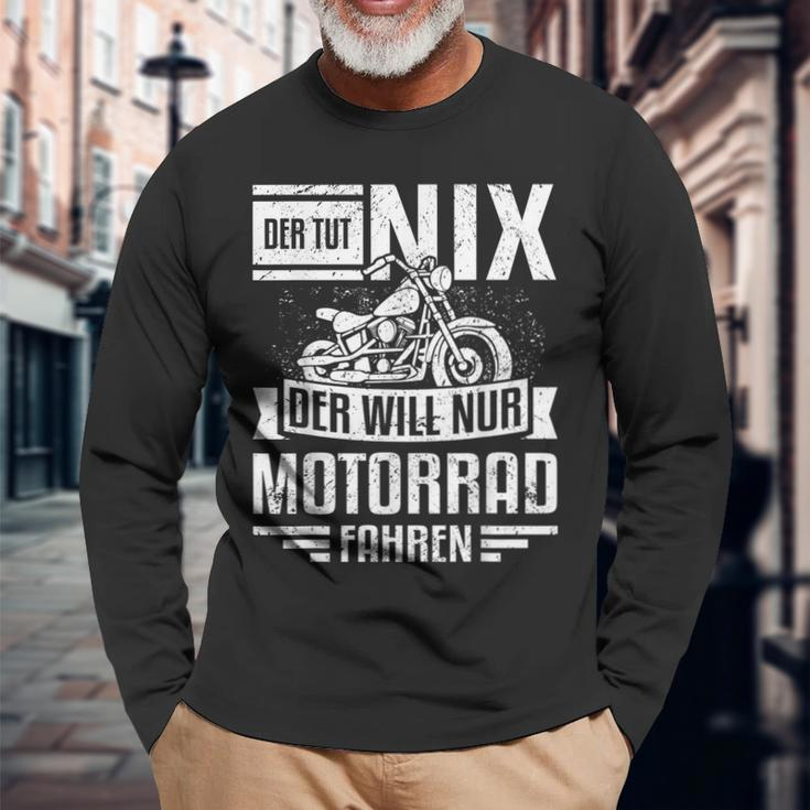 With Motorcycle Rider Der Tut Nix Der Will Nur Motorcycle Fahren Langarmshirts Geschenke für alte Männer