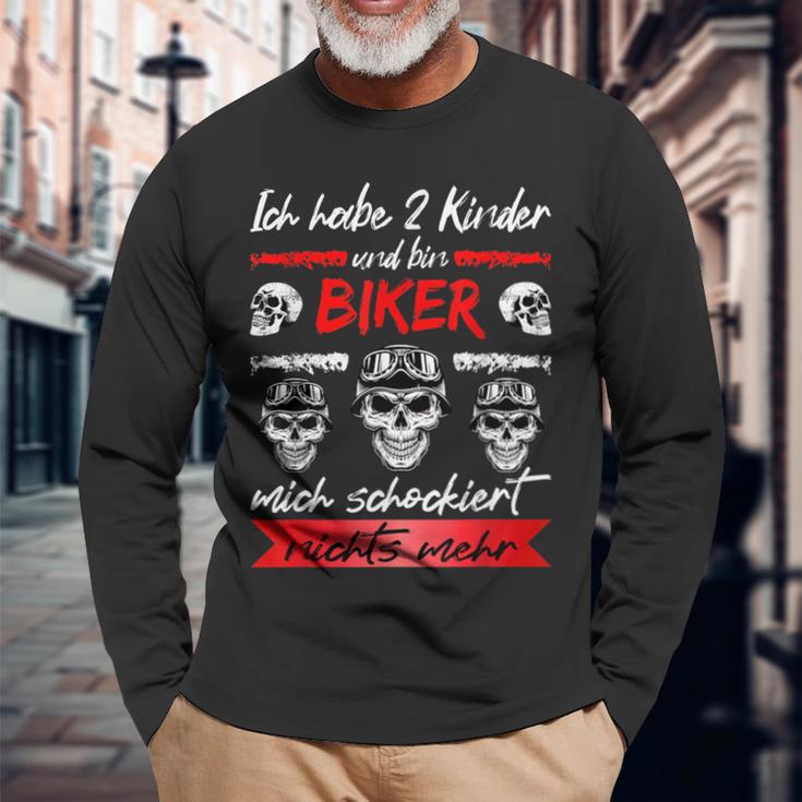 Motorcycle Rider Ich Habe 2 Kinder And Bin Biker Motorcycle Langarmshirts Geschenke für alte Männer