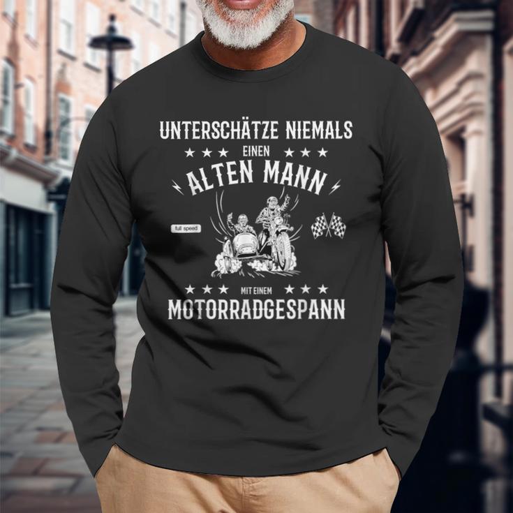 Motorrad Gespann Beiwagen Motorradfahrer Slogan Langarmshirts Geschenke für alte Männer