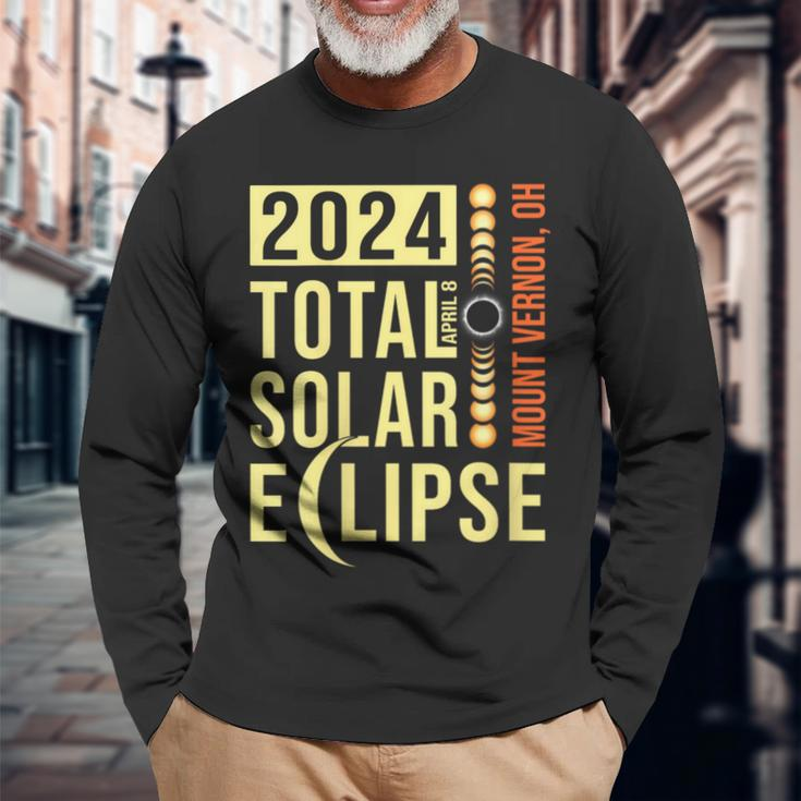 Mount Vernon Ohio Total Solar Eclipse April 8 2024 Long Sleeve T-Shirt Gifts for Old Men