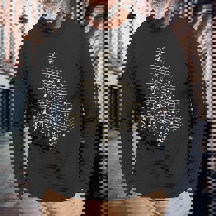 Music Note Christmas Tree Christmas Tree Musical Notes Long Sleeve T-Shirt Gifts for Old Men