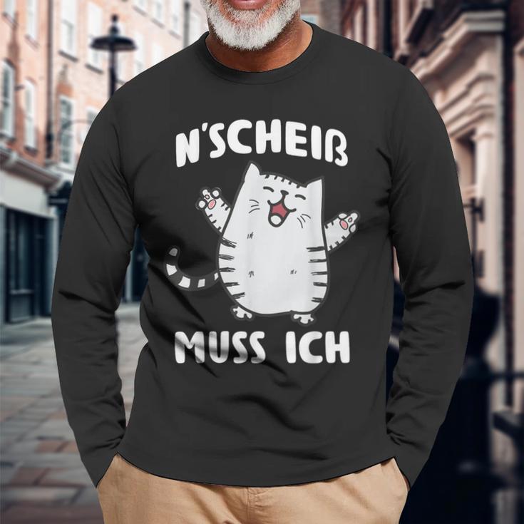 N Scheis Muss Ich Cat Nen Scheiss Langarmshirts Geschenke für alte Männer