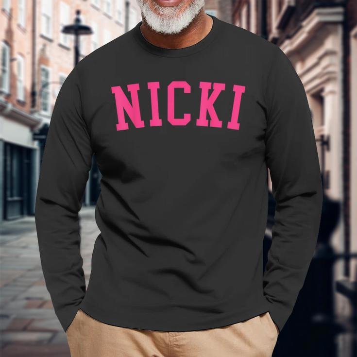Name Nicki Personalized I Love Nicki Vintage Retro Long Sleeve T-Shirt Gifts for Old Men