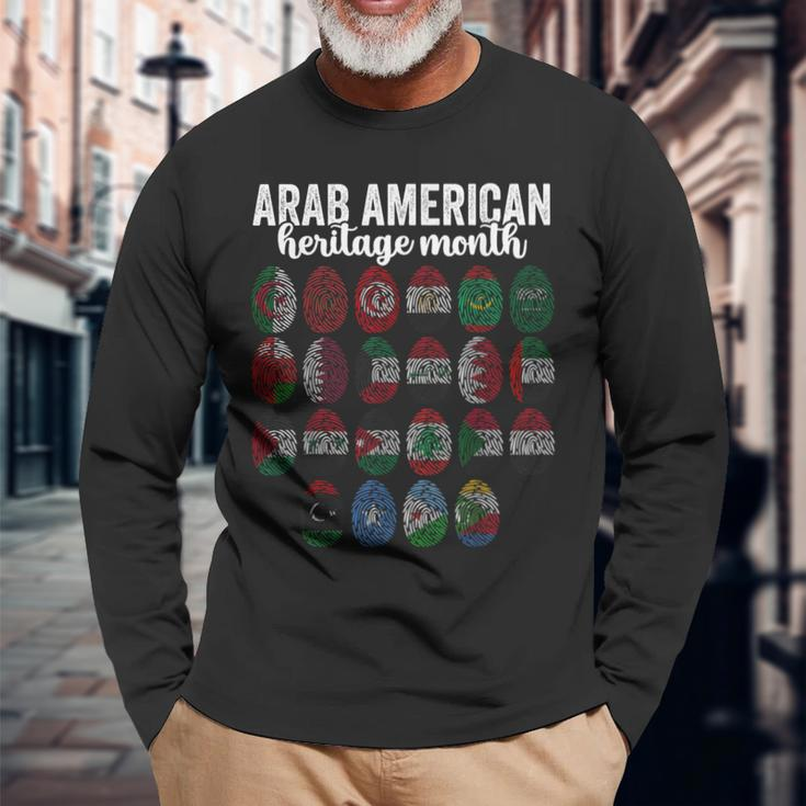 National Arab Heritage American Month Arabic Flags April Long Sleeve T-Shirt Gifts for Old Men