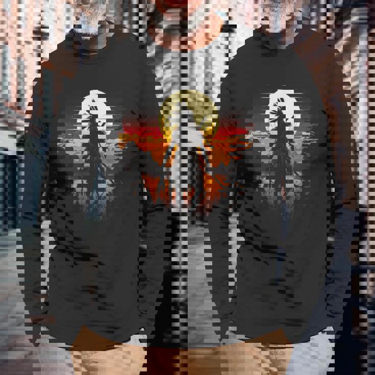Native American Chief Tribes Culture Sacred Sioux Long Sleeve T-Shirt Gifts for Old Men