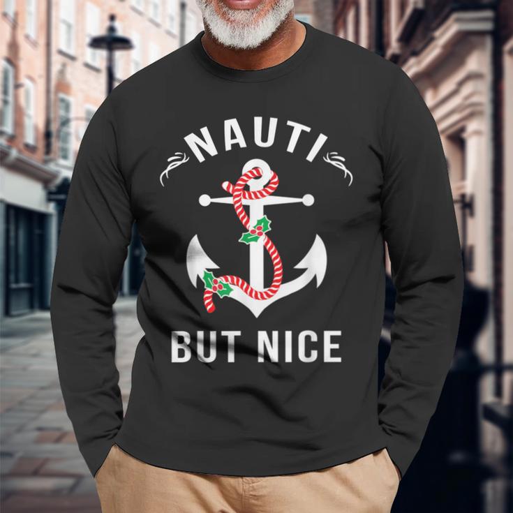 Nauti But Nice Nautical Anchor Beach Christmas Long Sleeve T-Shirt Gifts for Old Men