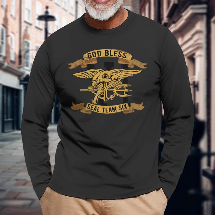 Navy SealGod Bless Seal Team Six Long Sleeve T-Shirt Gifts for Old Men