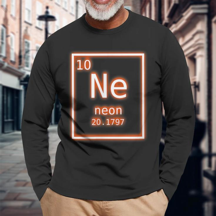 Neon Element Orange Periodic Table Nerd Retro Chemistry Long Sleeve T-Shirt Gifts for Old Men