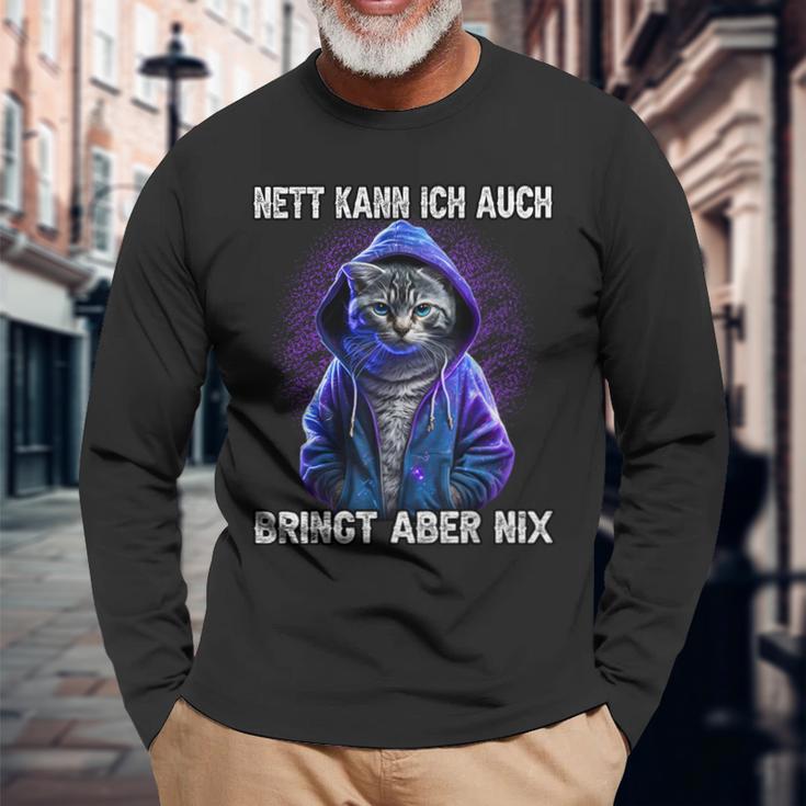 Nett Kann Ich Auch Langarmshirts, Schwarzes Tee mit Spruch Geschenke für alte Männer