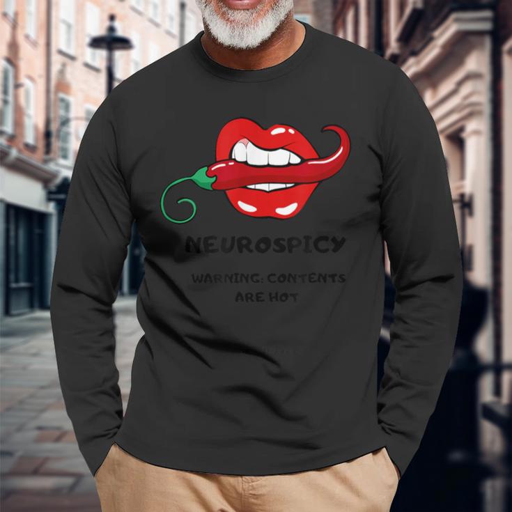 NeuroSpicy Grafik Langarmshirts mit Feurigem Mund Design - Schwarz Geschenke für alte Männer