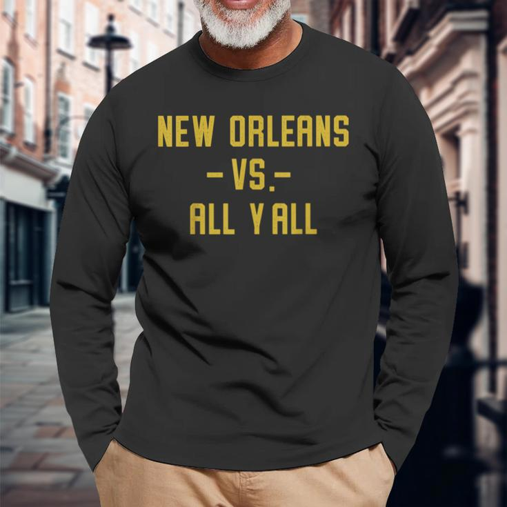 New Orleans Vs All Yall For Y'all Louisiana Vintage Long Sleeve T-Shirt Gifts for Old Men