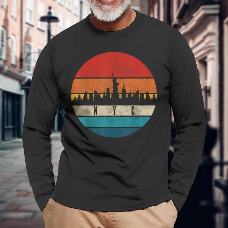 New York City Nyc Ny Skyline Pride Vintage Long Sleeve T-Shirt Gifts for Old Men