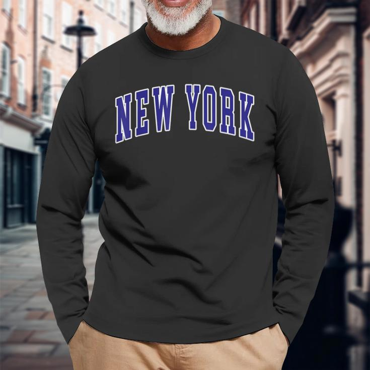 New York Text Long Sleeve T-Shirt Gifts for Old Men