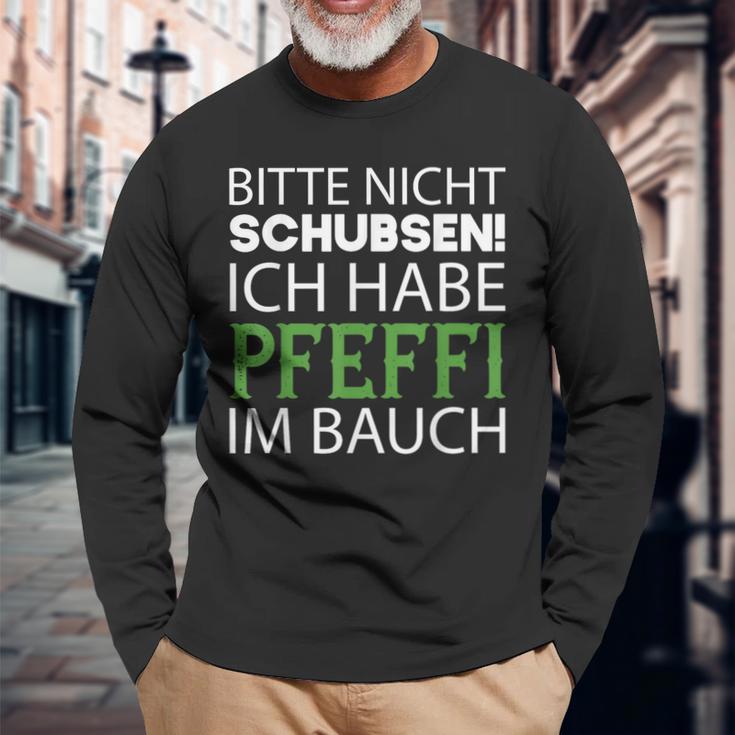 Nicht Schubsen Pfeffi Bauch Langarmshirts - Schwarz, Spaßiges Tee Geschenke für alte Männer