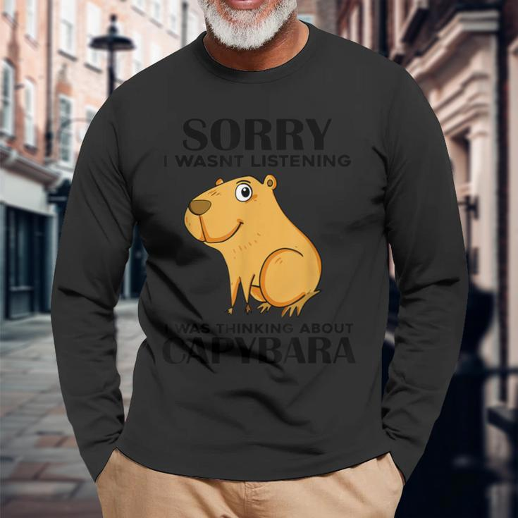 Niedliche Capibara Sprüche Capybara With Water Pig Blue Langarmshirts Geschenke für alte Männer
