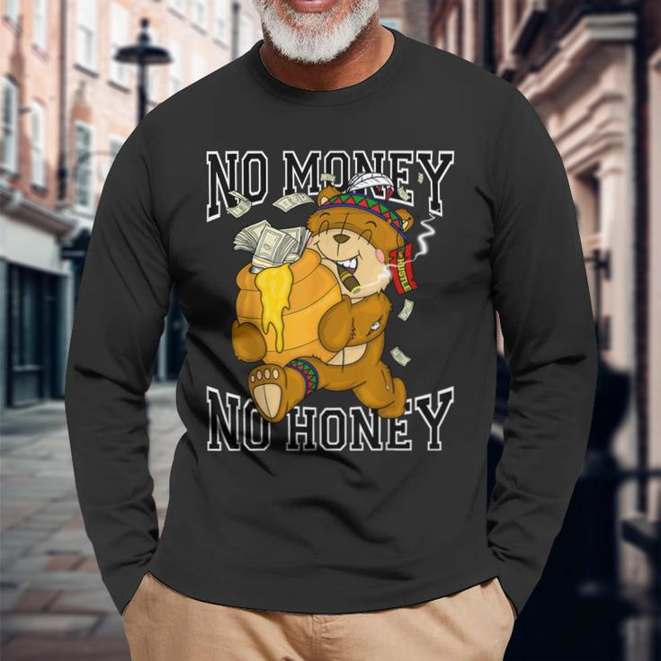 No Money No Honey Bear Hustle Spirit Native American Long Sleeve T-Shirt Gifts for Old Men