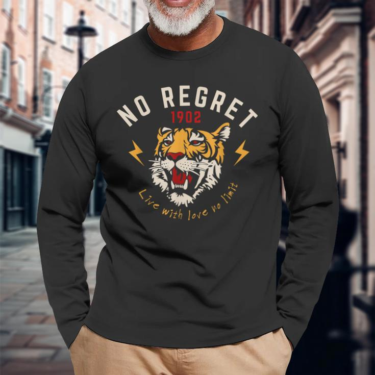 No Regrets Tiger Long Sleeve T-Shirt Gifts for Old Men