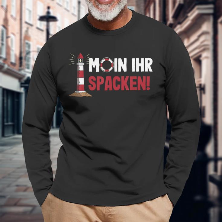 Norddeutsch Moin Ihr Spacken Flat German Langarmshirts Geschenke für alte Männer