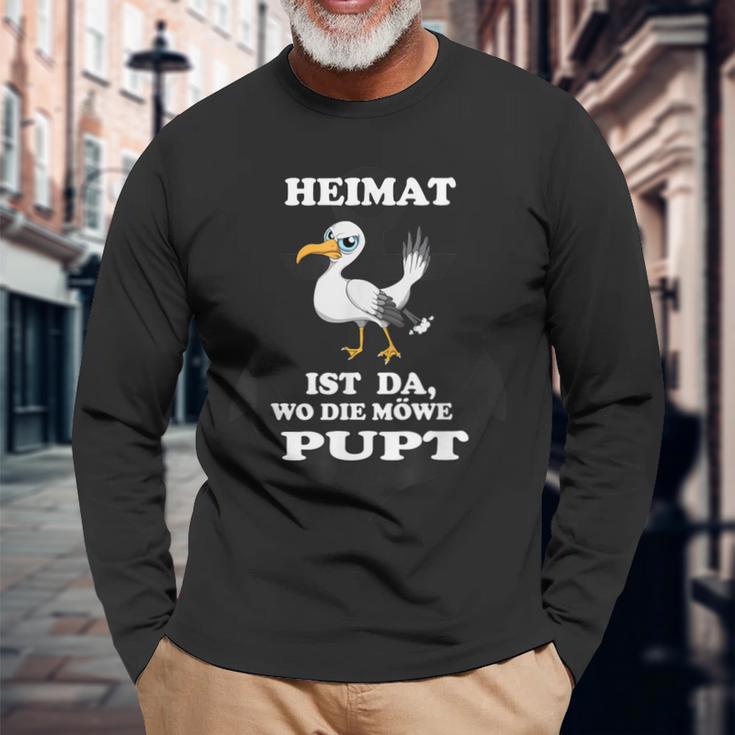 Norddeutschheimat Ist Da Wo Die Seagull Pupt Coast Nordkind Langarmshirts Geschenke für alte Männer