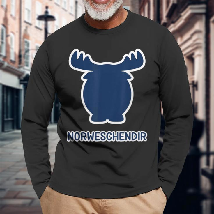 Norweschendir Norway Animal Moose On Saxon Langarmshirts Geschenke für alte Männer