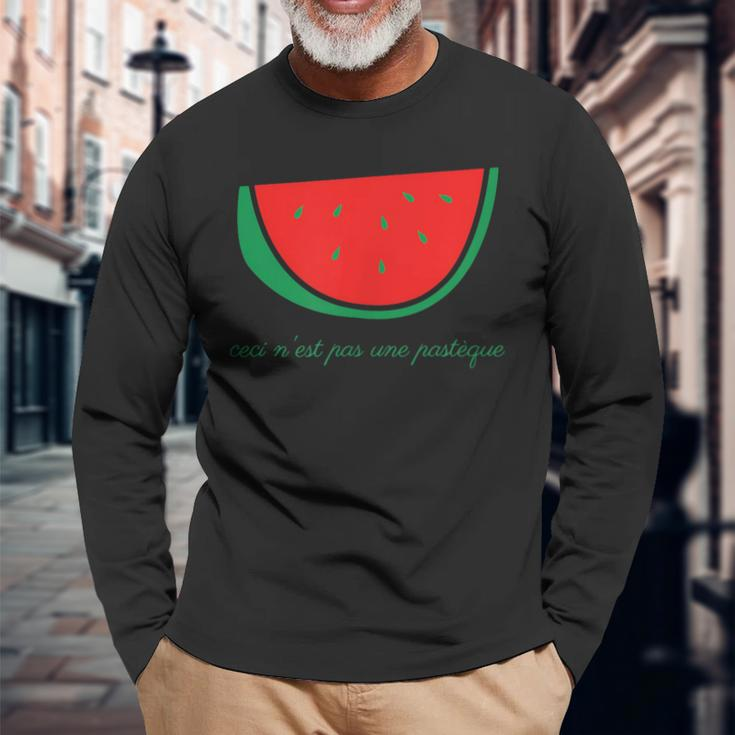This Is Not A Watermelon Palestinian Territory Flag French Long Sleeve T-Shirt Gifts for Old Men