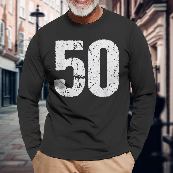 Number 50 Vintage 50Th Birthday Party 50 Years Old Long Sleeve T-Shirt Gifts for Old Men