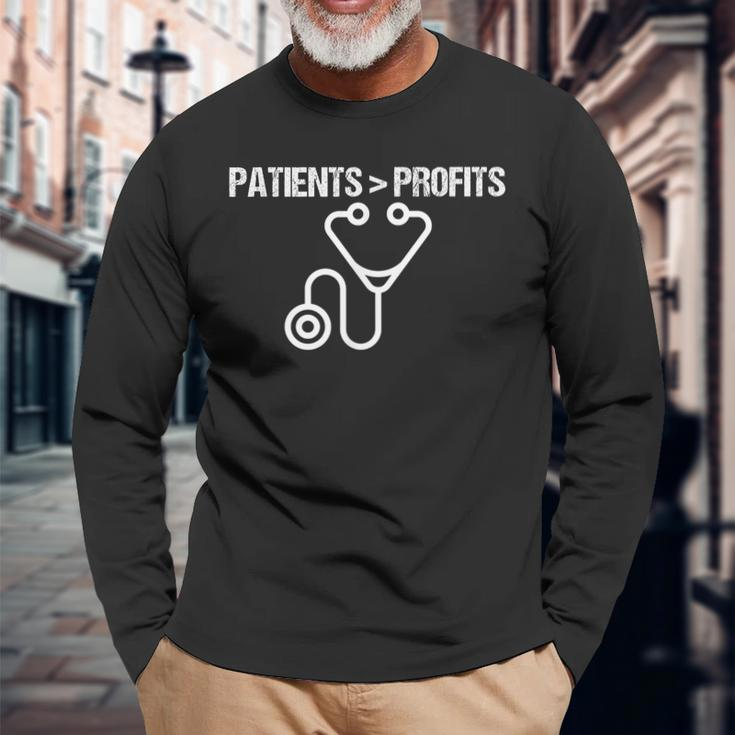 Nurse Strike Patients Before Profits Long Sleeve T-Shirt Gifts for Old Men