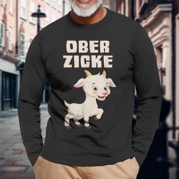 Ober Zicke Langarmshirts lustig, Ziegenmotiv Langarmshirts für Damen Geschenke für alte Männer