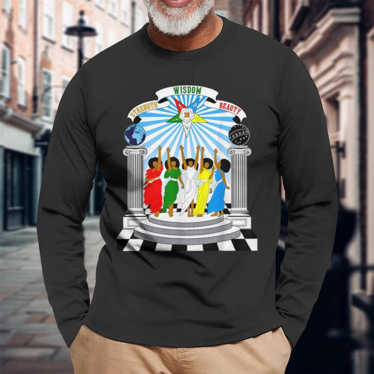 Oes Strength Wisdom Beauty Sisters Order Of The Eastern Star Long Sleeve T-Shirt Gifts for Old Men