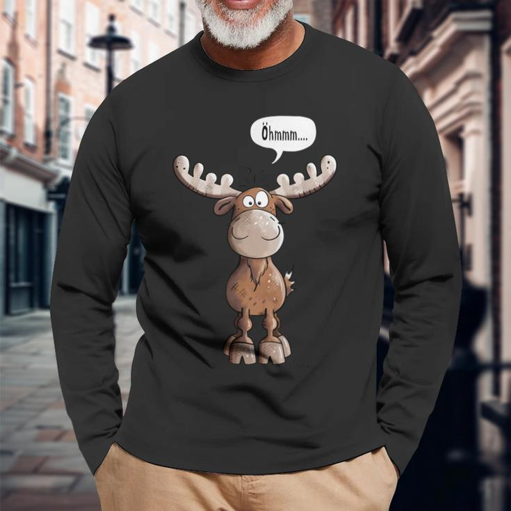 Öhmmm Elk I Deer Reindeer Animal Print Animal Motif Langarmshirts Geschenke für alte Männer