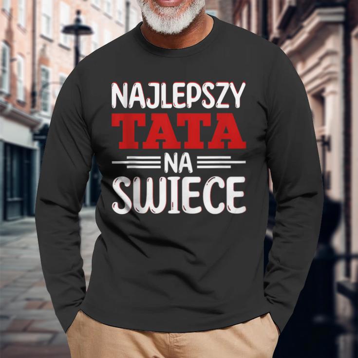 Ojciec Tataater Polska Polnischer Papa Spruch Geschenk Langarmshirts Geschenke für alte Männer