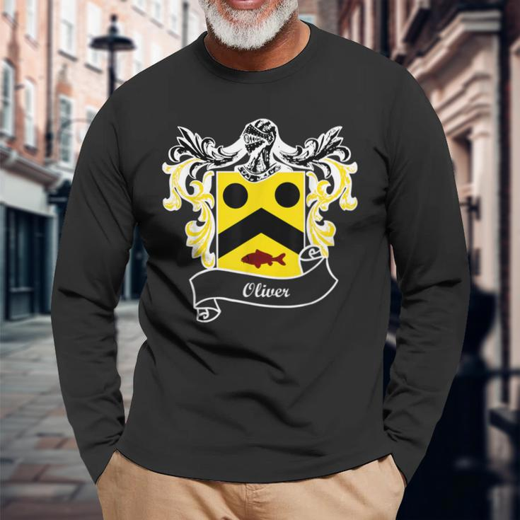 Oliver Coat Of Arms Surname Last Name Family Crest Long Sleeve T-Shirt Gifts for Old Men