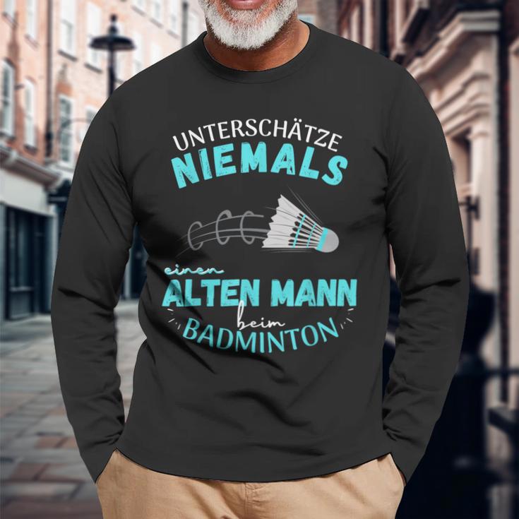 Olter Mann Beim Badminton Player S Langarmshirts Geschenke für alte Männer