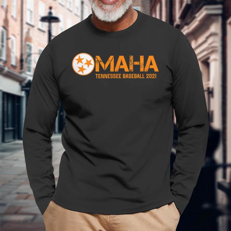 Omaha Bound Knoxville Tennessee Baseball Fan Daddy 2021 Long Sleeve T-Shirt Gifts for Old Men