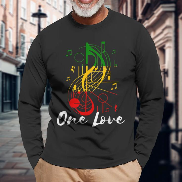 One Love Rastafarian Reggae Music Rastafari Roots Reggae Long Sleeve T-Shirt Gifts for Old Men