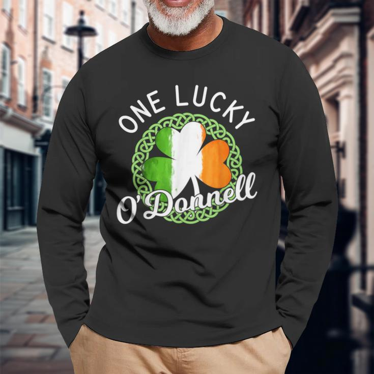 One Lucky O'donnell Irish Family Name Long Sleeve T-Shirt Gifts for Old Men