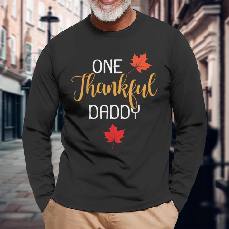 One Thankful Daddy Thanksgiving Day Family Matching Long Sleeve T-Shirt Gifts for Old Men