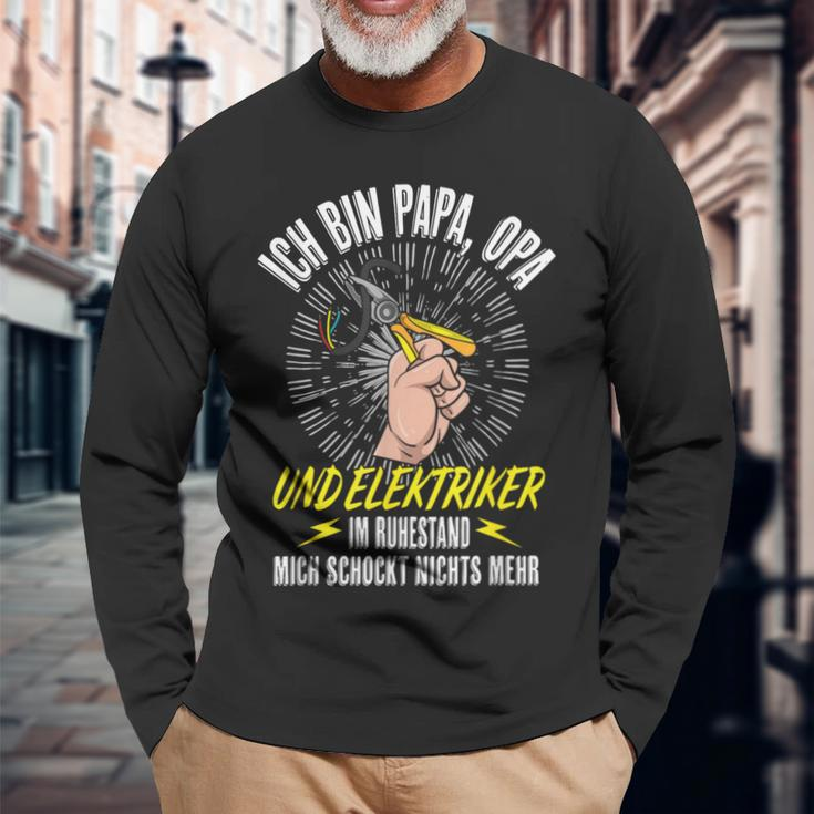 Opa Papa Und Elektroriker Im Ruhestand Grandpa Dad And Electrician Langarmshirts Geschenke für alte Männer