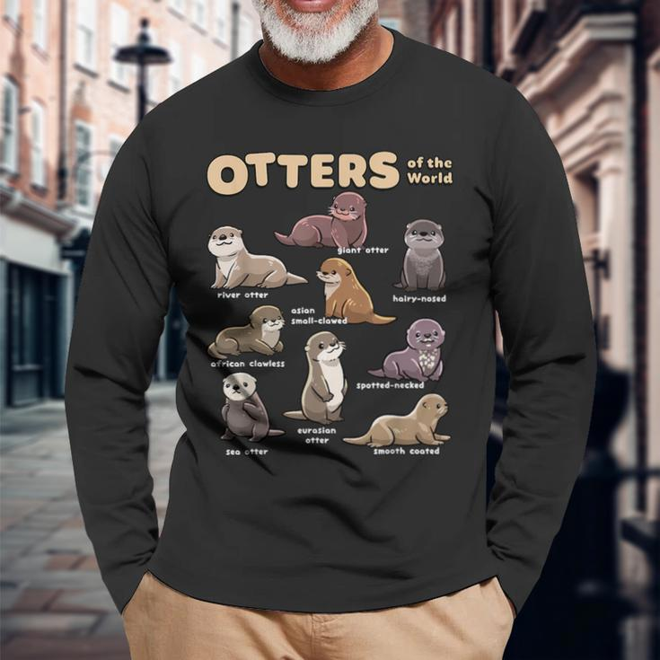 Otter Sea Animals Of The World Chibi Otter Lover Educational Long Sleeve T-Shirt Gifts for Old Men