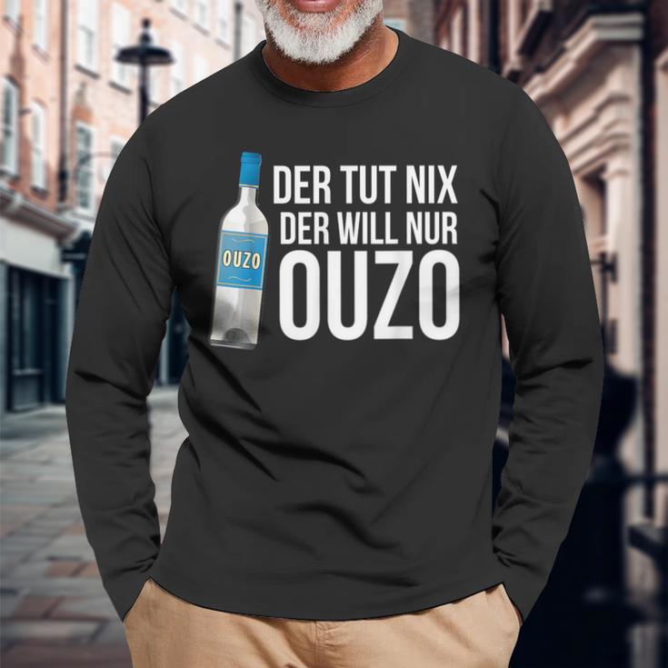 Ouzo Griechenland Geschenk In Griechisch Saufen Crete Langarmshirts Geschenke für alte Männer