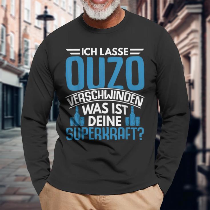 Ouzo Schnaps Saying Greich Greece S Langarmshirts Geschenke für alte Männer